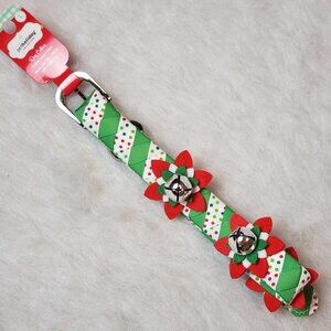 Pet Holiday Large Green & White Embellished Jingle Bell Dog Christmas Collar